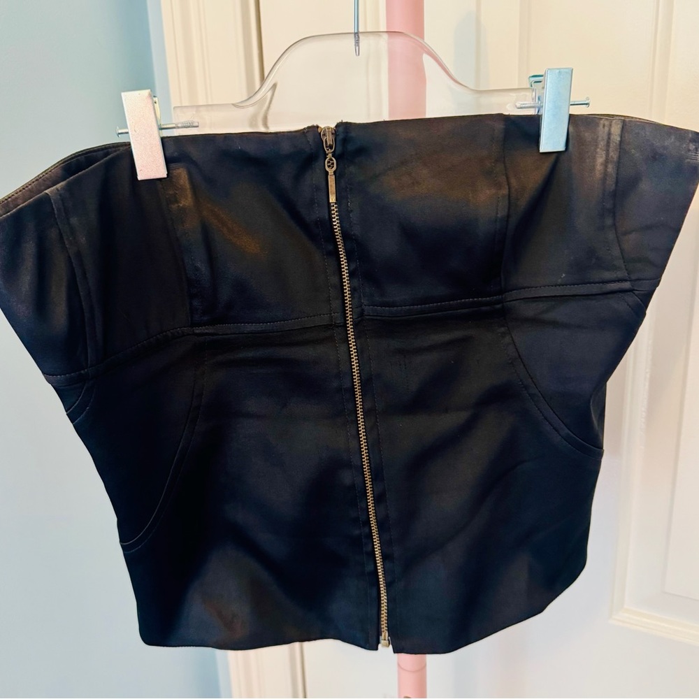 Black Silk Strapless Top
